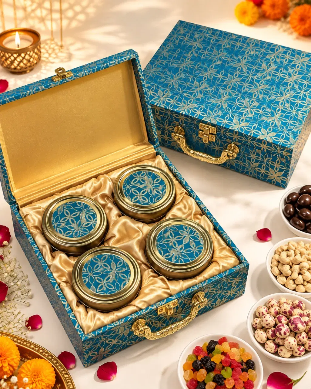 Diwali Hamper With Flavoured Dry Fruits (Blue)